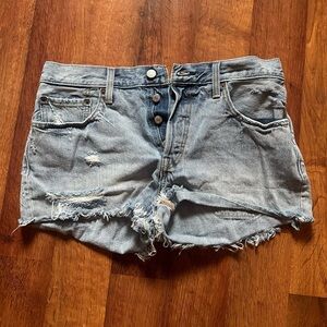 Levi's Blue Distressed Jean Shorts